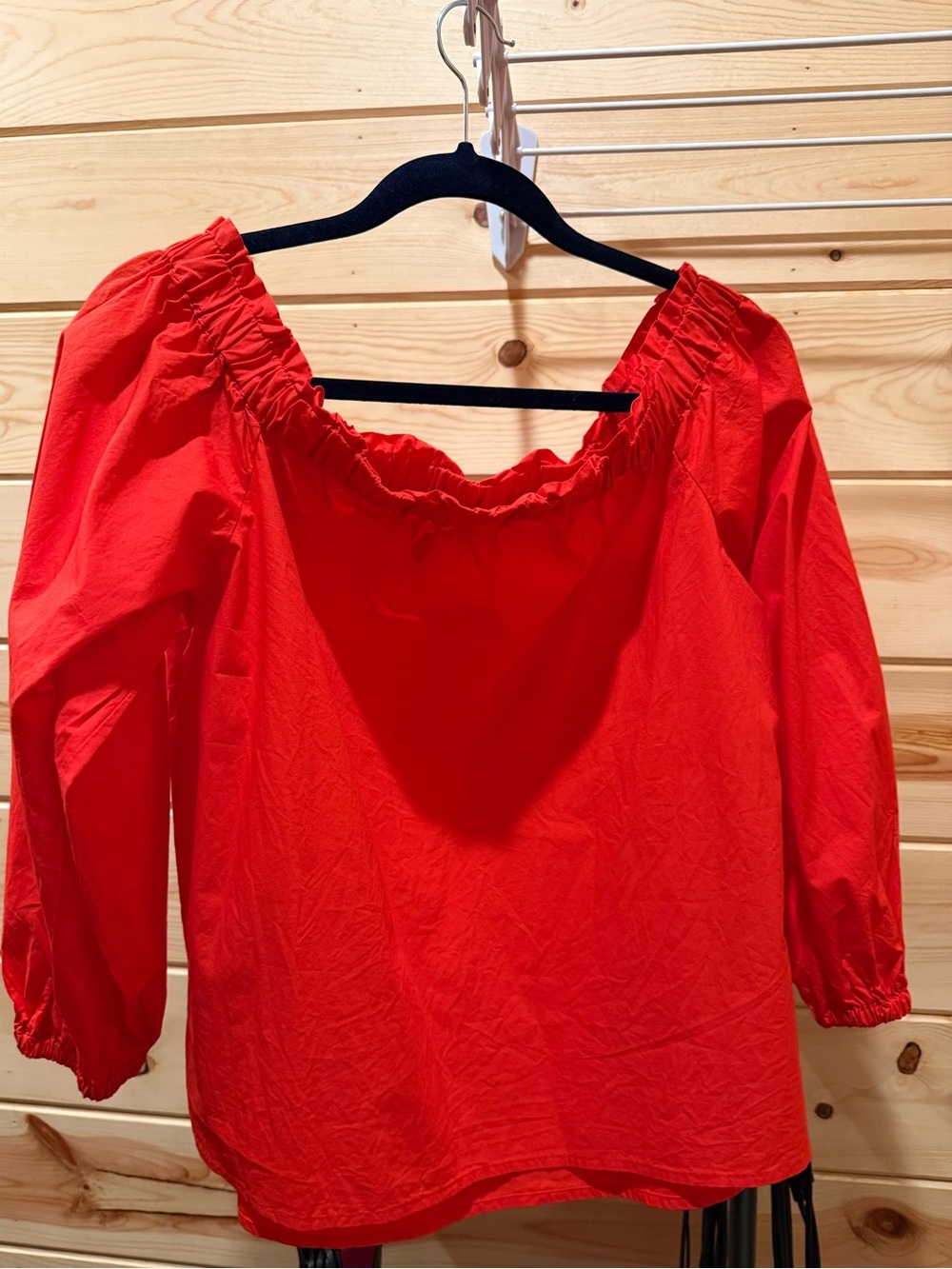 J. Crew Women’s Red Off-Shoulder Peasant Top